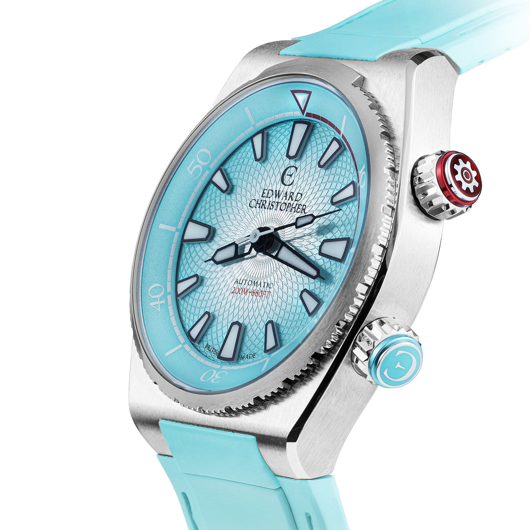 Edward Christopher custom mechanical watch – Manta model in sky blue