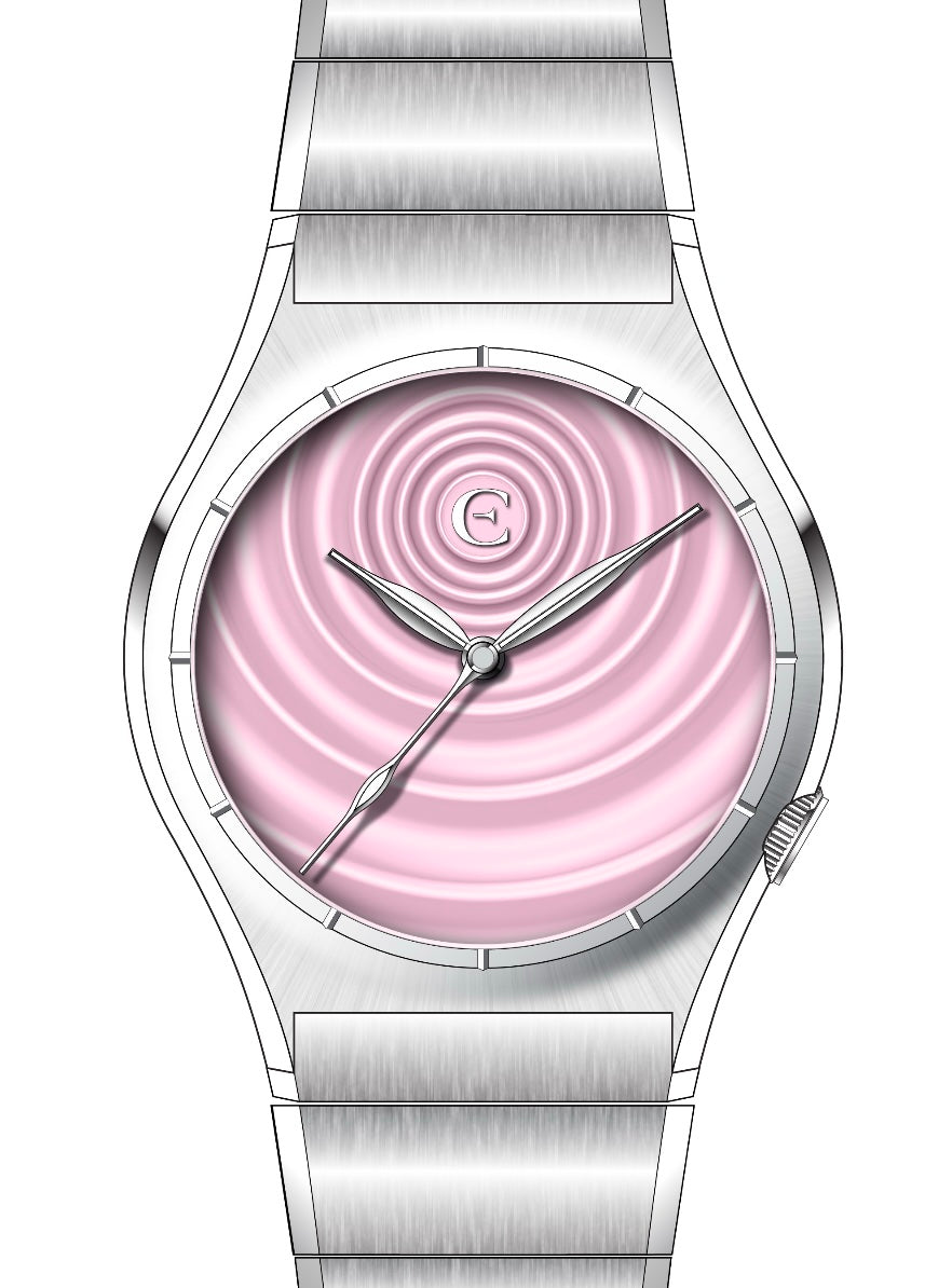 Edward Christopher custom mechanical watch - Ripple model in blossom pink