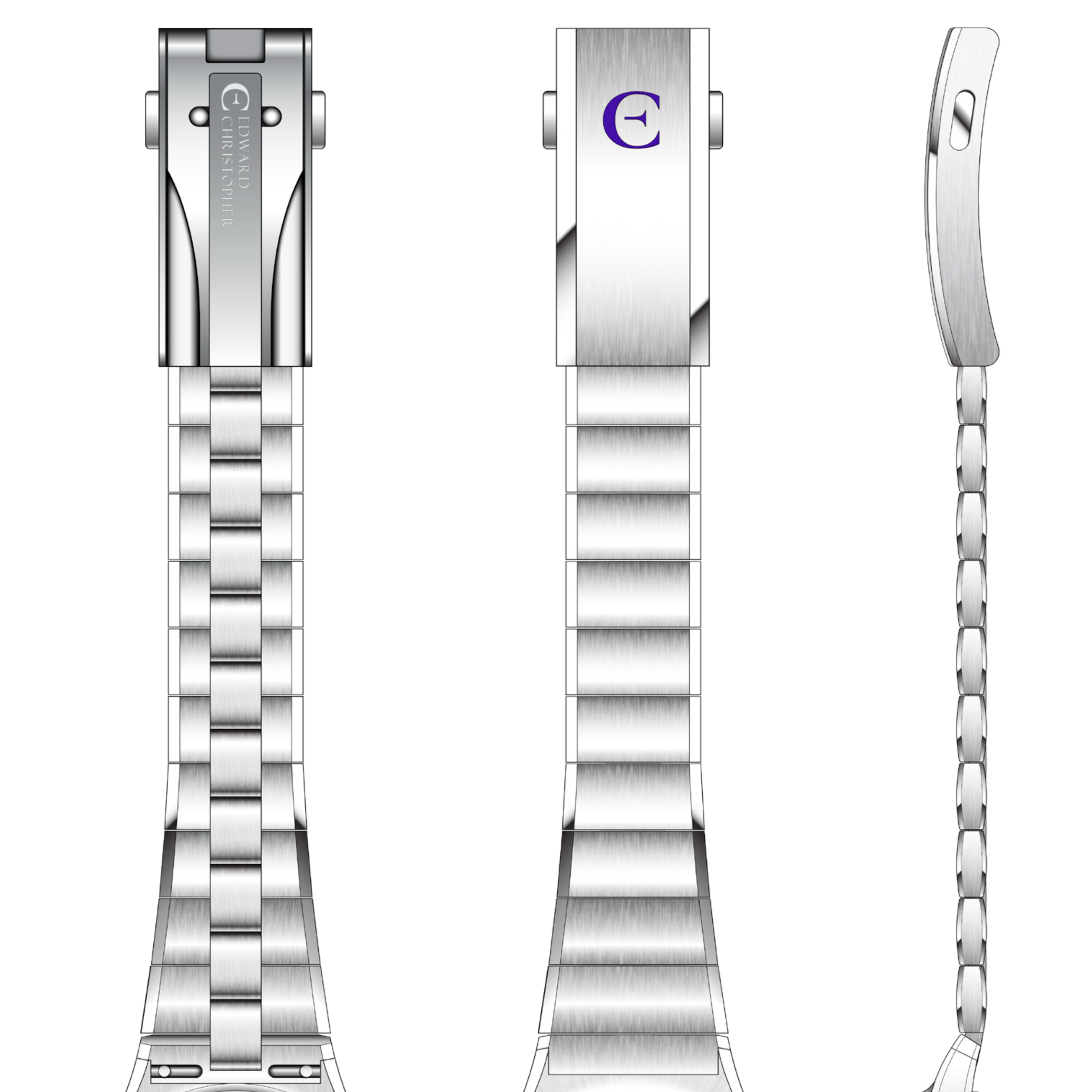 Edward Christopher custom mechanical watch stainless steel strap - Ripple model
