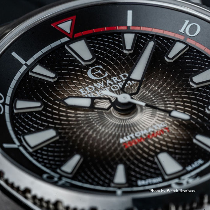 Midnight black Edward Christopher® guilloché Manta dive watch