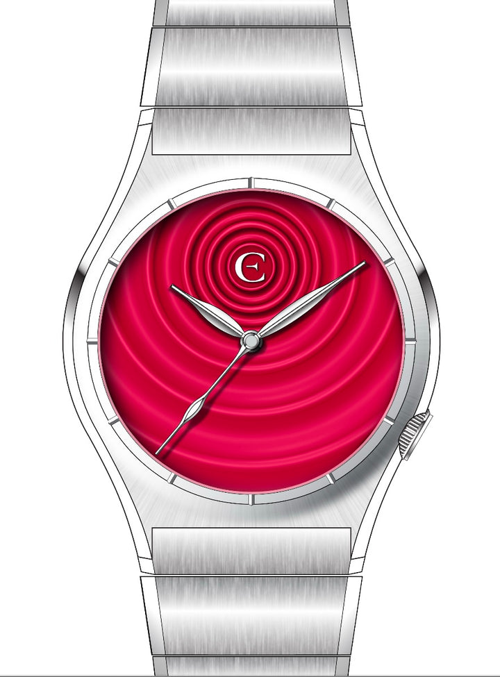 Edward Christopher custom mechanical watch - Ripple model in candy red