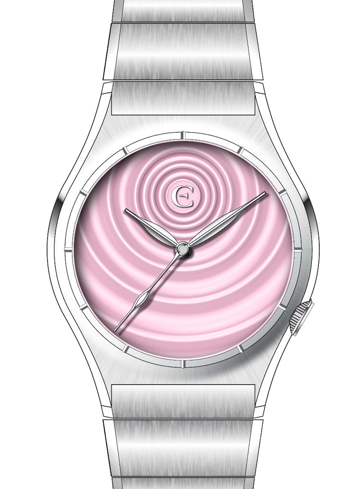 Edward Christopher custom mechanical watch - Ripple model in blossom pink